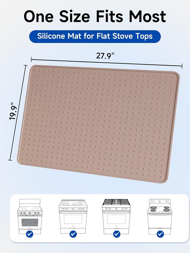 Bampanda Silicone Stove Top Cover for Electric Stove, Glass Stove Top Protector, Stovetop Cover Mat for Cooktop, Flat Range Cover, Oven Top Protector, Coffee Bar Mat, 28 x 20 in, Coffee - Image 3